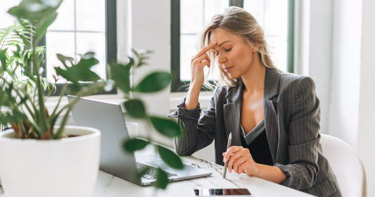 Woman looks tired and fatigued despite getting rest